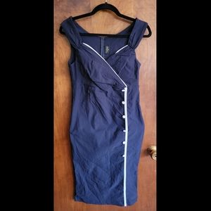 Rock Steady blue and white wiggle dress